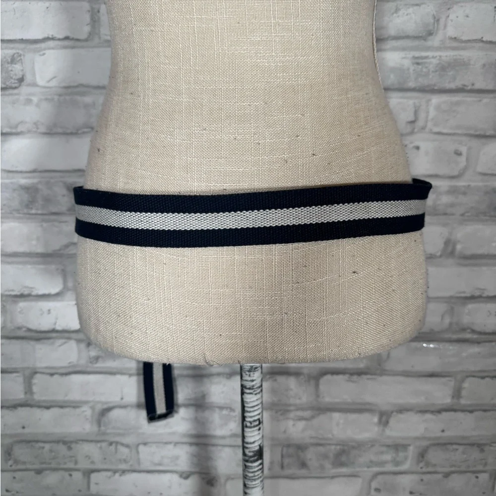 Black and White Woven Stripe Canvas Belt